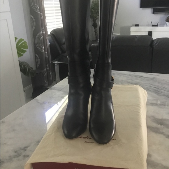 Salvatore Ferragamo Black Over the Knee Boots